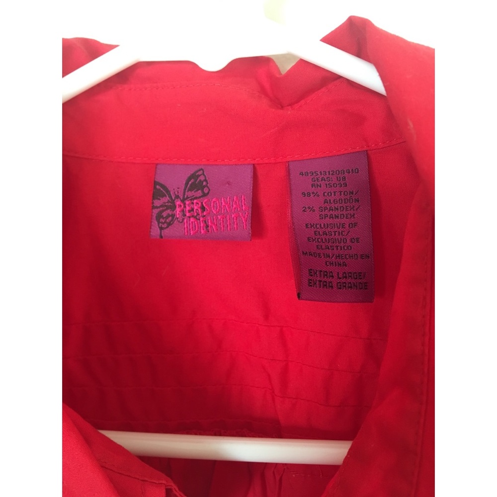 Red Ruffled Button Up Blouse - Picture 2 of 4